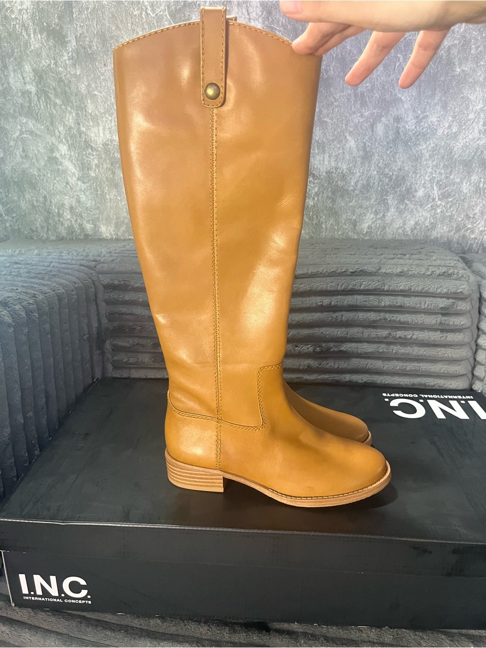 INC International Concepts Tall Over-the-Knee Tan Leather Boots
